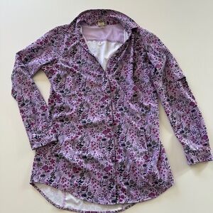 Duluth-Flex-Sidewinder Long Sleeve Shirt-Garden Print-Purple-Cooling-Vented-S